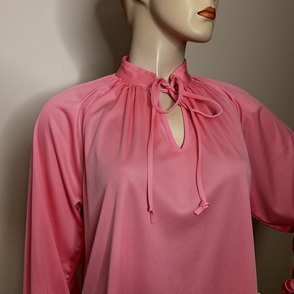 Vintage Pink Long Sleeve Polyester Blouse - Picture 16 of 16